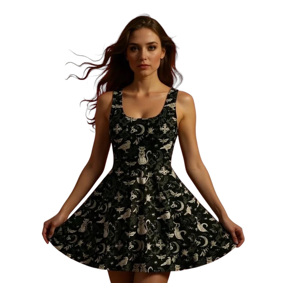 Gothic Mystic Cat Dress - Picture 1 of 10